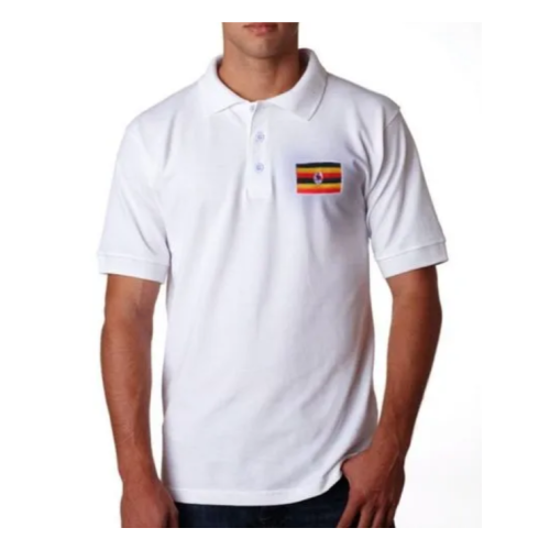 Uganda Flag Designed Men Polo Shirt - White L M S XL each