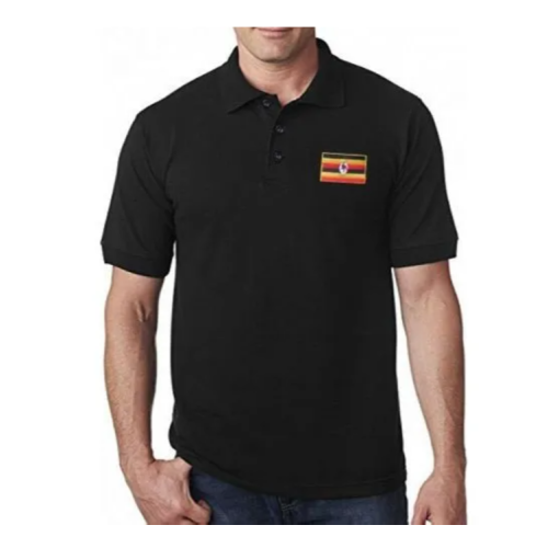 Uganda Flag Designed Men Polo T -Shirt - Black L M S XL each