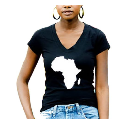 Africa Map Women V-Neck T-Shirt - Black L,   M,   S,   XL each