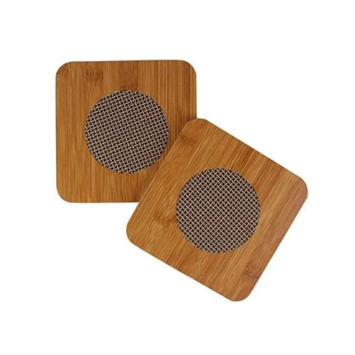 2 Pc Bamboo Coaster Heat Pad Table Mats For Saucepans, Brown. Medium Each