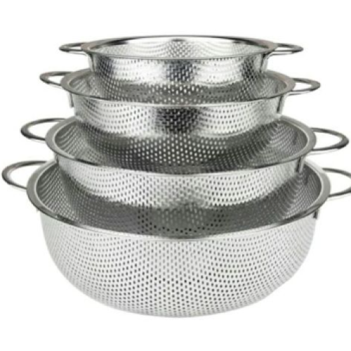 4 Piece Rice,Vegetable Washing Strainer/Sieve/Colander- Silver Medium Each
