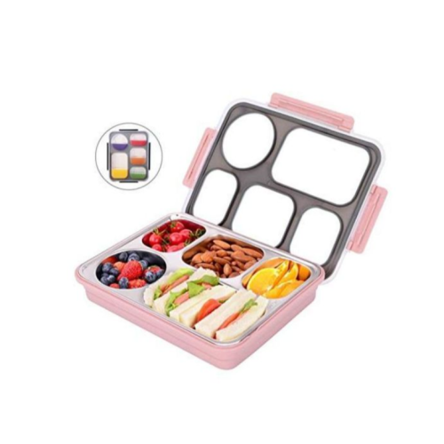 5 Compartment Lunch Box, Portable Food Flask Container, Color May vary Medium Each