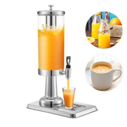 3L Tower Juice Beverage Dispenser With Tap And Ice Tube,Silver . Medium Each