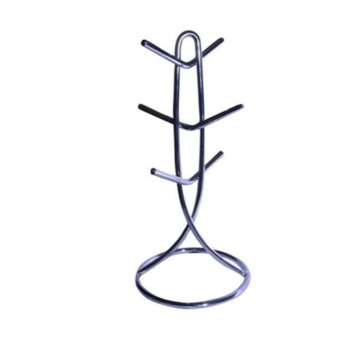 6 Cup Holder Stand Storage Organizer, Silver. Medium Each