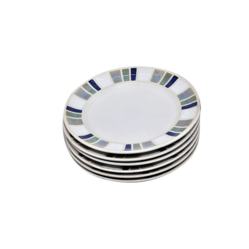 6 Pieces Blue Designed Side Plates - White Medium Each