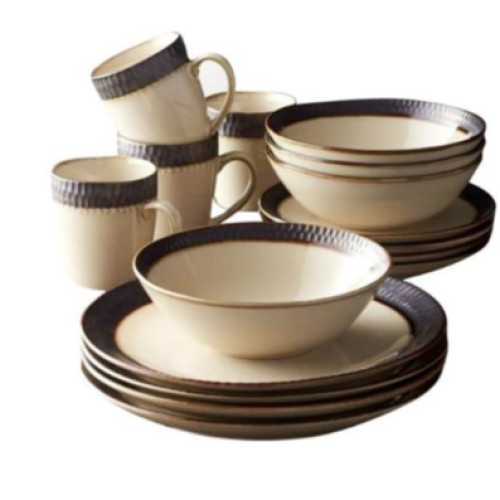 24 Piece Gold line Dinner Set, Cream. Medium Each