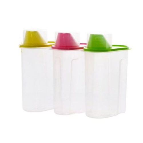 3 Piece 2.5 L,Food Plastic Storage Grains Cereal Containers, Multi-Colours. Medium Each