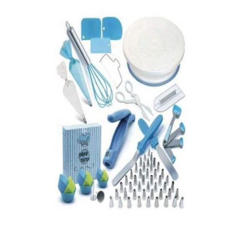 136 PCS Cake Decorating, Turnable Stand, Baking Set,Blue. Medium Each