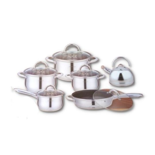 12 Pieces Of Heavy Stainless Steel Saucepans/Cookware, Silver. Medium Each