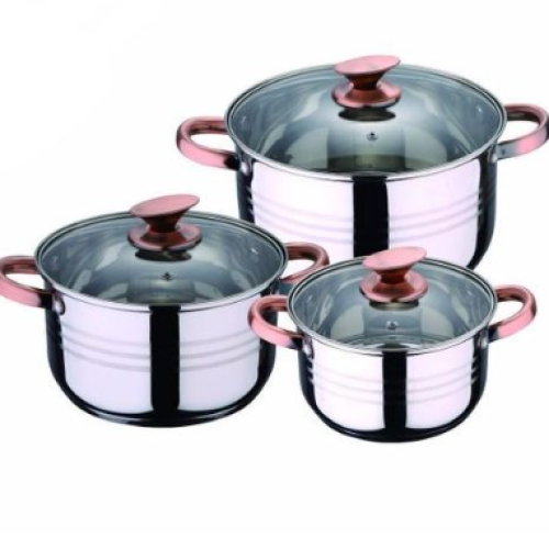 3 Piece Stainless Steel Saucepans/Cookware Pots- Silver Medium Each