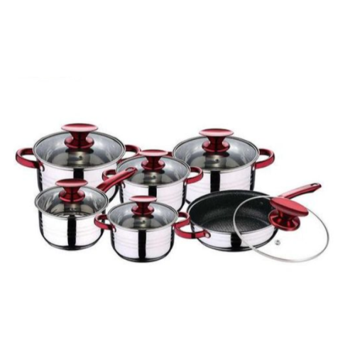 12 Pieces Heavy Stainless Steel Saucepans/Cookware Pots, Silver. Medium Each