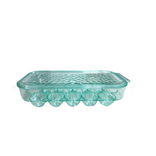 16 Egg Tray Holder For Refrigerator, Stackable Organizer Bin With Lid, Green. Medium Each