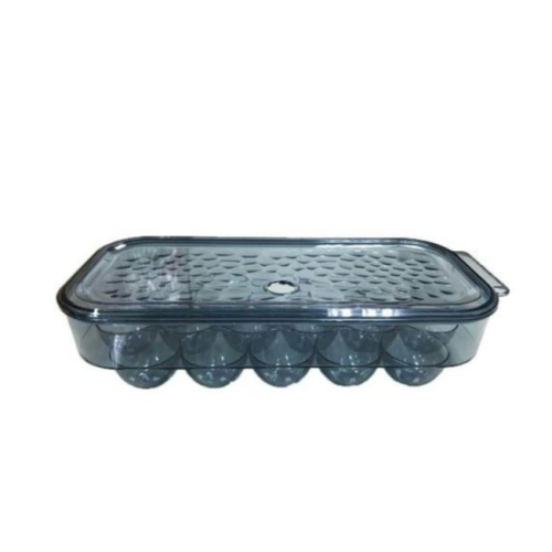 16 Egg Tray Holder For Refrigerator, Stackable Organizer Bin With Lid, Grey. Medium Each