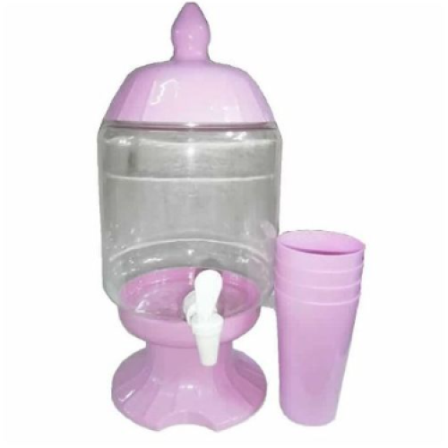 4.5Litre Plastic Beverage Juice Dispenser Jug Storage With 4 Cups,Pink. Medium Each