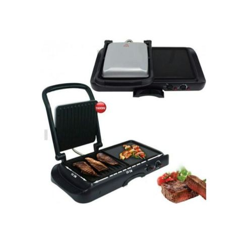 2 in1 Dual Side & Griddle Non-Stick Electric BBQ Grill Press Frying Pan-Black. Medium Each