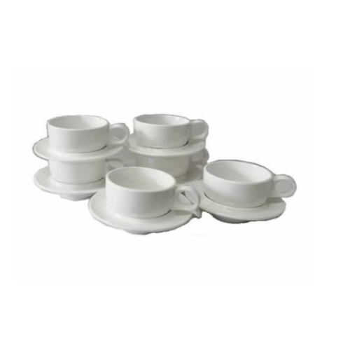6 Pieces Of Cuppucino Latte Espresso Coffee Cups And 6 Saucers White. Medium Each