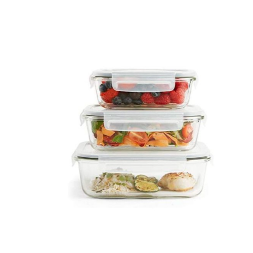 3 Piece Food Safe Microwave Oven Safe Glass Bowls Fridge Containers -White. Medium Each