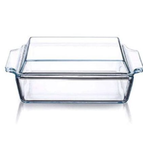 3 Piece Rectangle Glass Bakeware Dishes Microwave Oven Bowls With Lids-Colorless Medium Each