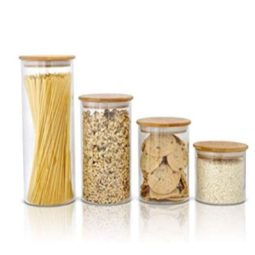 4 Piece Glass Rice Cereal Food Storage Container Organizer Jars - Colorless. Medium Each