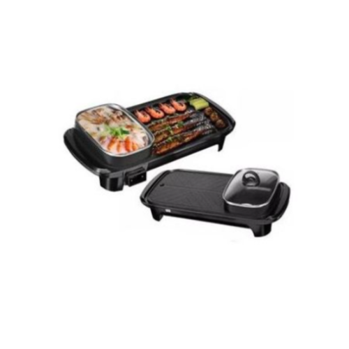 2 In1Electric Baking Pan, Cooking Soup Hot Pot And BBQ Electric Grill Black. Medium Each