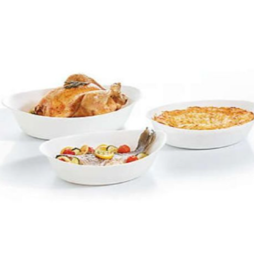 3 Piece Smart Cuisine Oval Oven Baking Dish Set, White Medium Each