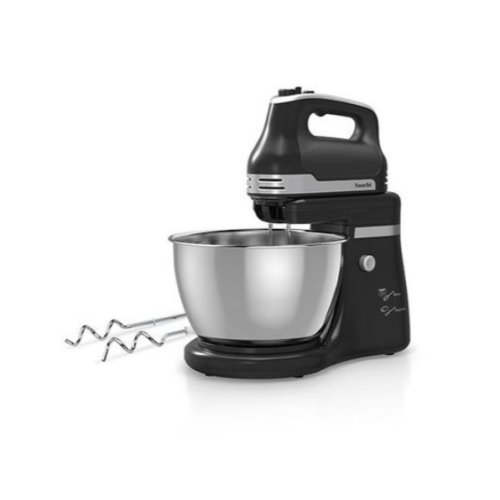 5 Speed Hand Mixer with Stand Mixer With Stainless Steel Bowl, Silver. Medium Each