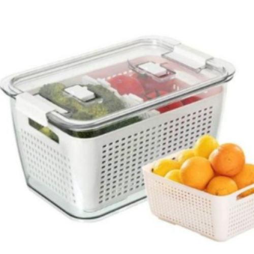 2.72L Refrigerator Organizer Bin Storage Container For Fruits Vegetables-White . Medium Each