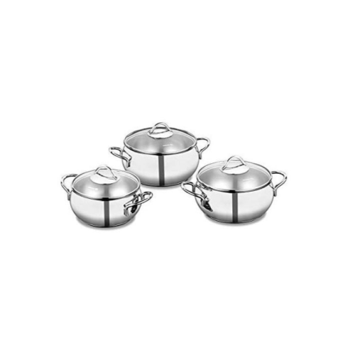 6 Piece Stainless Steel Saucepans Cookware Pots, Silver Medium Each