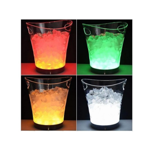 5L Led Ice Bucket Color Changing Plastic Champagne Wine Ice- Clear. Medium Each