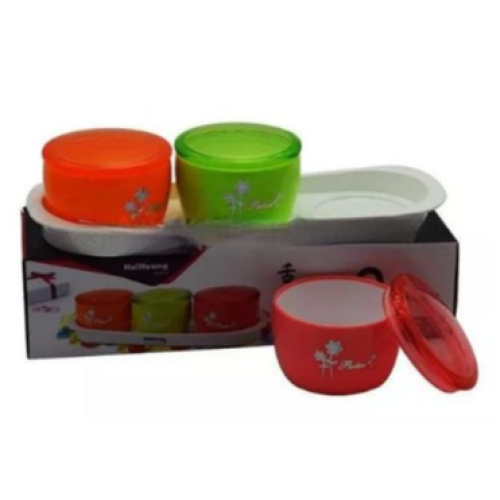 3 Piece Plastic Sugar Bowl Dish Candy Pot - Multi-colours. Medium Each