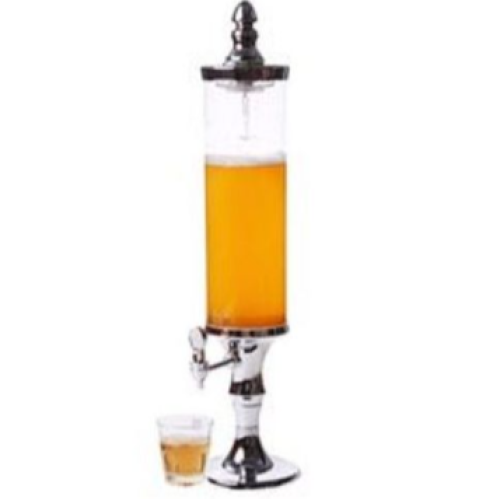 3L Beer Tower 1Tap Faucet Beverage Drink Dispenser With Ice Tube- Silver. Medium Each