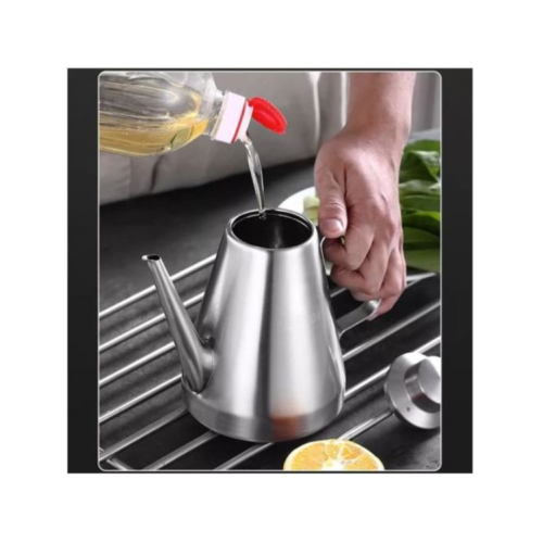 18Oz Oil Dispenser Storage Container Can, Vinegar Jar Pot Pourer Bottle Silver. Medium Each