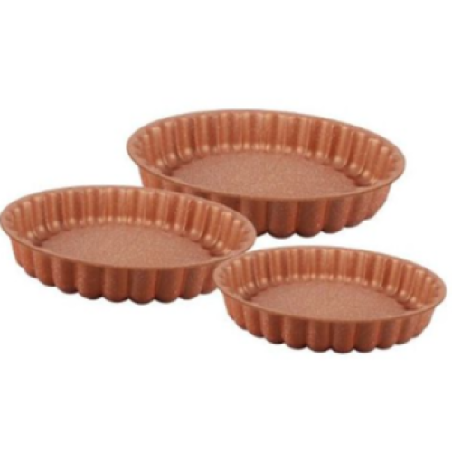 3Pc Decorative Nonstick Angel Baking Food Pie Cake Pan 28,30 & 32Cm, Copper. Medium Each