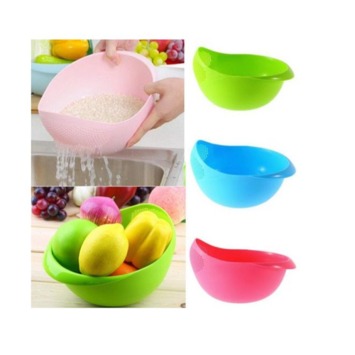 1Pc Fruits Vegetable Washing Bowl Food Strainer Rice Colander Multi-colours. Medium Each