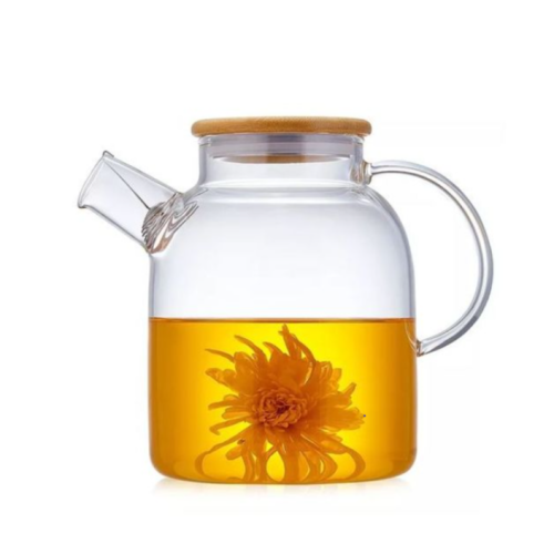 1800ml Glass Teapot Kettle With Whistle Infuser & Bamboo Lid Clear. Medium Each