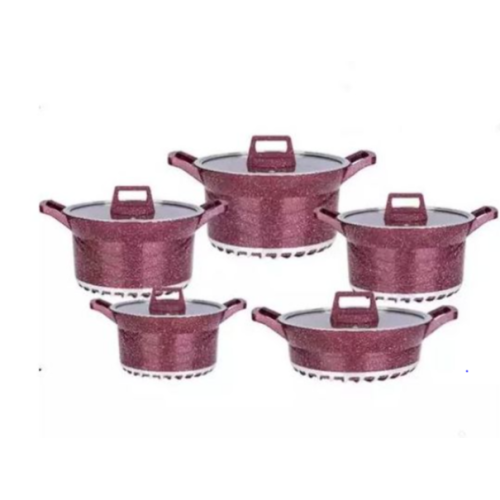 10 Pieces Of Granite Non-stick Enamel Serving/Saucepans/Cookware- Multi-colour. Medium Each