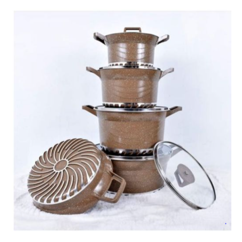 10 Pieces Granite Non-Stick Serving Dishes Saucepans Cookware - Multi-colours. Medium Each