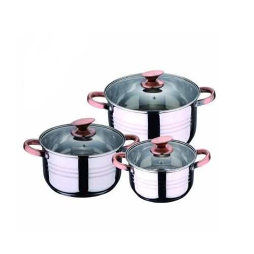 6 Piece Stainless Steel Saucepans Cookware Pots Silver Medium Each