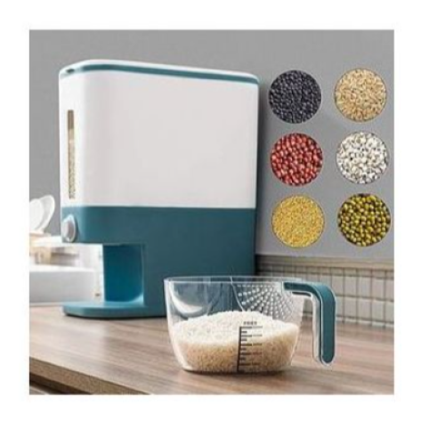 12kg Cereal Rice Bucket Storage Bin Dispenser Container And Measuring Cup, White. Medium Each