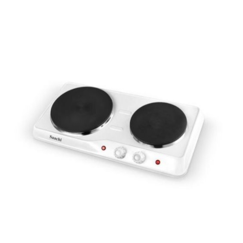 2 Burner Hot Plate Cooker With Adjustable Thermostat, White. Medium Each