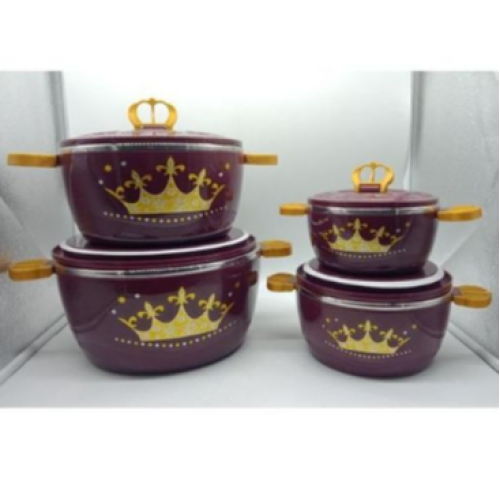 4 Pieces Crown Insulated Hot Pot Dishes- Multicolors Medium Each