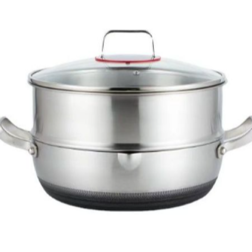 34Cm Non-stick Steamer induction Wok Cookware Saucepan Pot- Silver. Medium Each