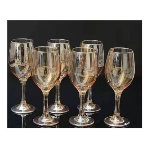 6 Pc Gold Lead-free Juice,  Champagne Wine Glasses Decorative - Brown. Medium Each