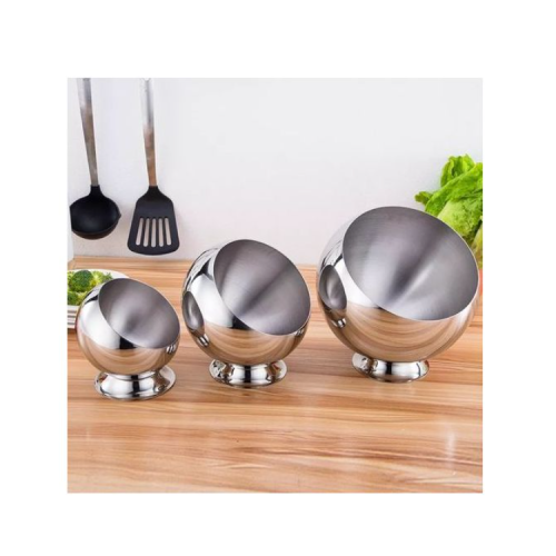 3 Pc Seasoning Serving Bowl With Lids Sugar Salt Storage Container - Silver. Medium Each