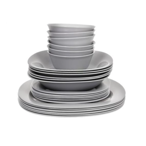 18 Piece Luminarc Plates,Side Plates And Bowls Dinner Set- Grey. Medium EACH