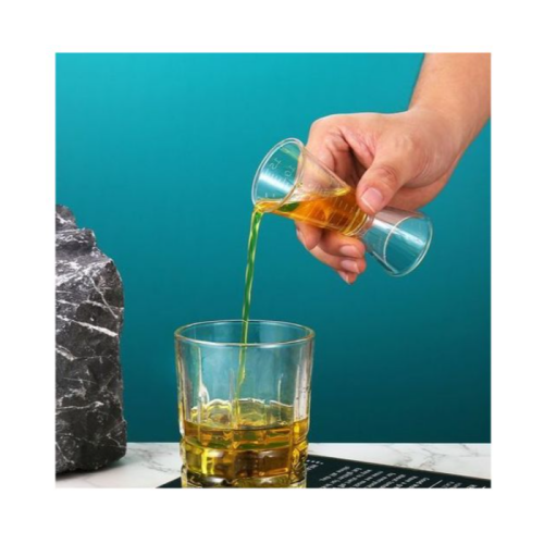 2 Pc 20cc Double Acrylic Jigger Cocktail Shot Glasses Spirit Measuring Cup Clear. Medium Each