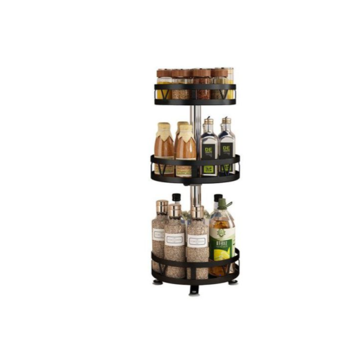 3 Tier 360° Rotatating Kitchen Trolley Shelf Spice Storage Rack Organizer Stand Black Medium Each
