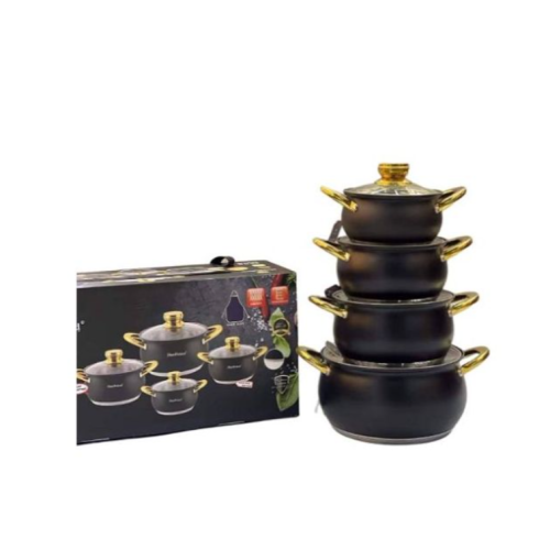 4 Piece Non-Stick Serving Dishes Saucepans Cookware Pots Black. Medium Each