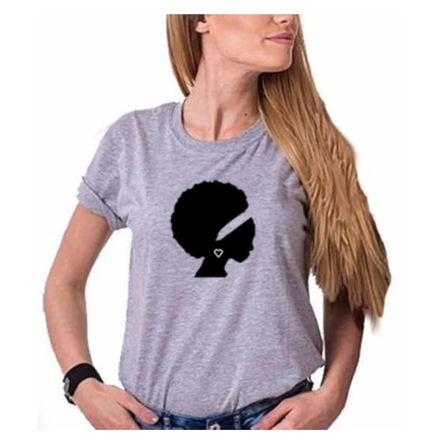 Afro Girl Women T-Shirt - Grey L, M, S, XL, XXL each