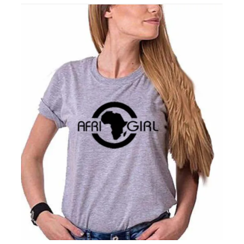 AFRICAN GIRL Women T-Shirt - Grey L,         M,         S,         XL,         XXL Each